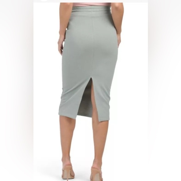 Zara Women’s Fleece Drawstring Midi Skirt Sage Green Size Large NEW - Picture 3 of 15